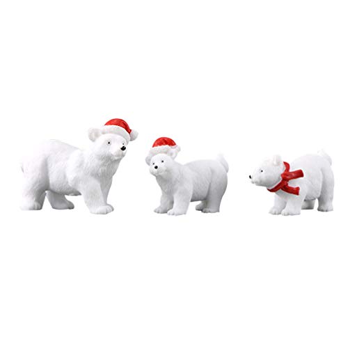 VOSAREA - Mini decoración navideña de resina de oso polar con figuras de animales para decoración de mesa de Navidad (estilo aleatorio)