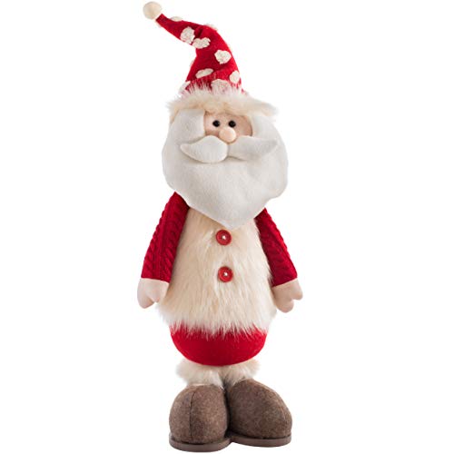 WeRChristmas Figura de Papá Noel de pie con Base de Madera, Multicolor, 46 cm