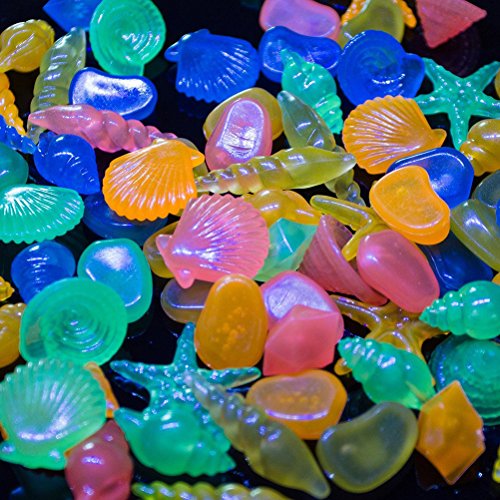 WINOMO 60pcs guijarros acuario piedras decorativas piedras coloridas de Cáscara concha para acuario pecera (Color mezclado)