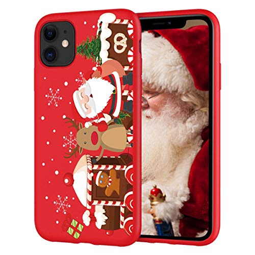 Yoedge Funda para iPhone 11, Cárcasa Silicona Rojo Navidad con Dibujos Nieve Ciervo de Diseño Antigolpes Case Bumper Fundas para iPhone 11 Smartphone. (Navidad)
