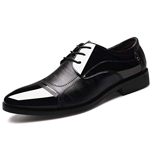Zapatos de Cuero para Hombres Zapatos de Punta Puntiaguda Pisos Informales Oficina Formal Boda de Negocios Oxfords con Cordones