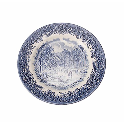 12 Platos de postre churchill England porcelana blanca y azul decorada con paisajes ingleses | 20 cm Ø