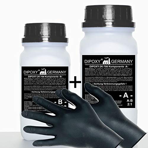 1,5 kg Resina epoxi 2C + guantes, dos componentes Madera Cristal Transparente para laminar Resina de epoxy para mesa suelo Terra Acuario Formas Diseño UV Estable adhesivo