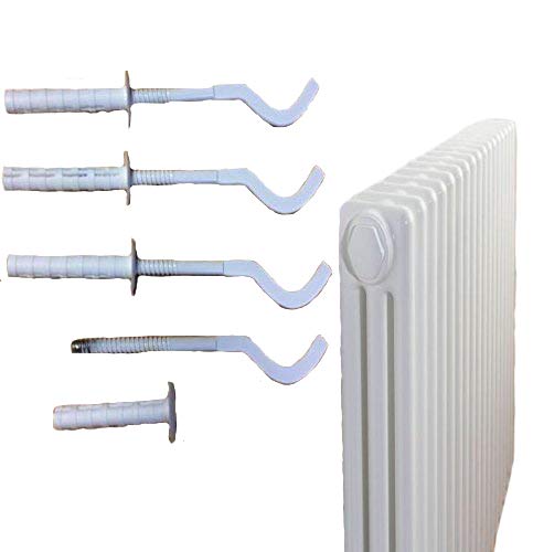4 soportes de montaje en pared para radiador de diseño universal (blancos) con kit de fijación