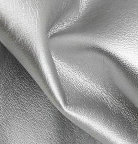 A-Express Cuero de imitación Tela Cuero sintético Vinilo Paño de cuero Material de tela 140cm de ancho - Plata brillante 1 Metro (100cm x 140cm)