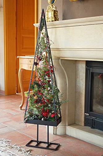 A Little More - Árbol de Navidad metálico, color negro – Precioso árbol para decoración navideña (120 cm)