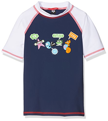 ARENA 000433_4-5 Camiseta de Manga Corta con protección Solar, Unisex niños, Navy/Blanco, 4-5
