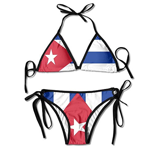 Bandera de Cuba Bikini Sexy de Boxeo Mujeres Halterneck Top y Conjunto Trajes de baño Playa Natación