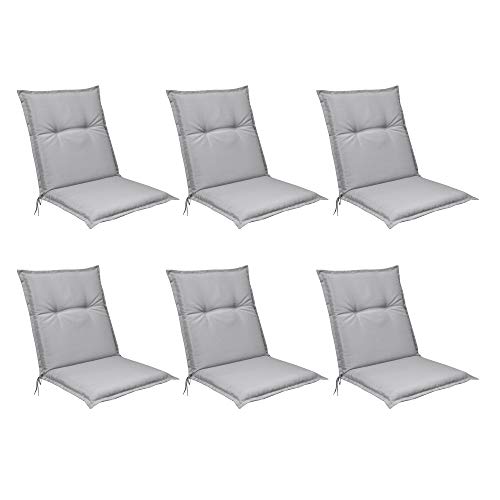 Beautissu Set de 6 Cojines para sillas de Exterior, tumbonas, mecedoras o Asientos con Respaldo bajo Base NL 100x50x6 Placas compactas de gomaespuma - Gris Claro