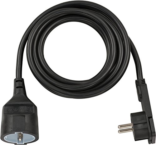 Brennenstuhl cable alargador de 3 m con enchufe plano (alargador eléctrico, enchufe plano, para interiores) negro