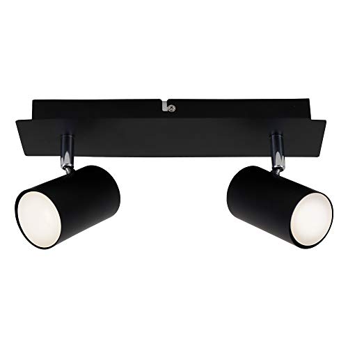 Briloner Leuchten - Plafón giratorio, luz de techo, 2 luces, GU10, máx. 40 vatios, negro