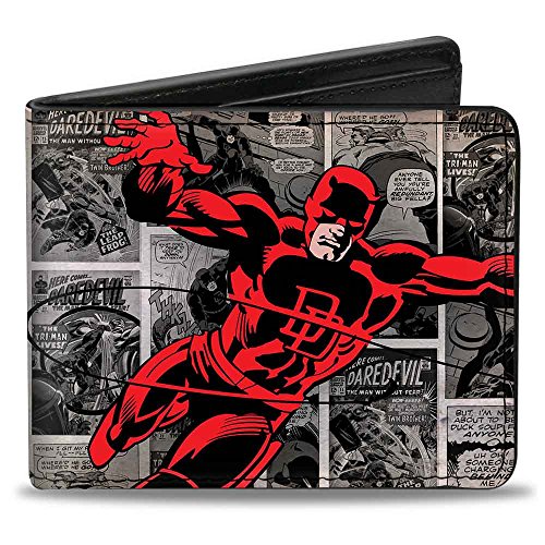 Buckle-Down Pose de acción Daredevil con hebilla para hombre + caja de precios/paneles de cómic/cartera roja, multicolor, 4.0 x 3.5 EE.UU.