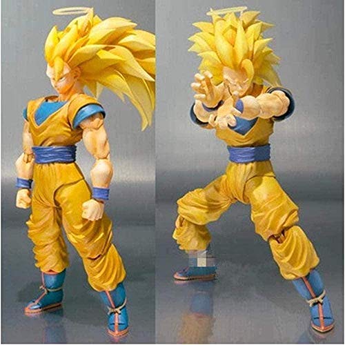 cheaaff HZLQ Dragon Ballz Rubio Son Goku Super Saiyan Tercera generación Modelo de Personaje Animado Estatua Decorativa-Excelentes Regalos para niños 15cm