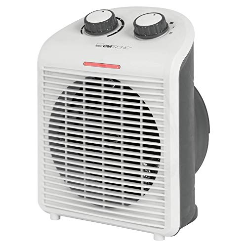 Clatronic 263951 HL 3761 - Calefactor portátil y compacto, 2 niveles de calor (1000/2000 W), nivel de frío (ventilador), asa estable, color blanco