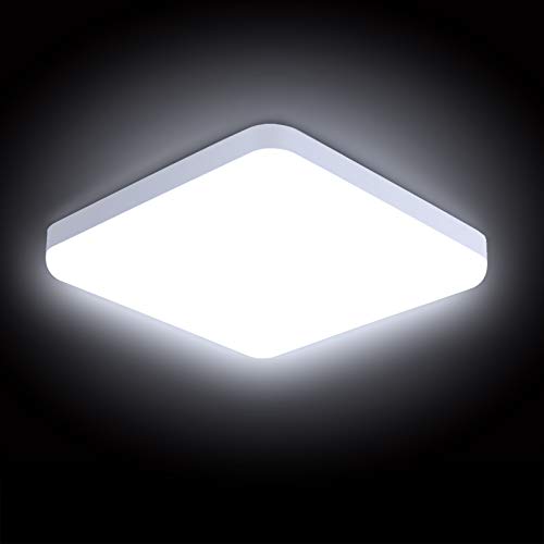 Combuh LED Lámpara de Techo 30W Impermeable IP56 Blanco Frío 6000K 2400Lm Fácil de Instalar Plafon LED para Cocina, Baño, Oficina, Porche, Garaje Ø25Cm