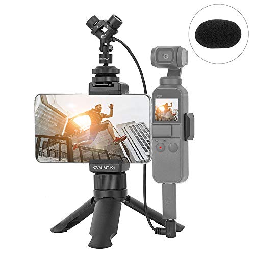 Comica Osmo Pocket Mount, CVM-MT-K1 Video Kit con micrófono de Video estéreo Vlogging, Tripod Mount, Handheld, Smartphone Holder para dji Osmo Pocket (TRS 3.5mm Jack)