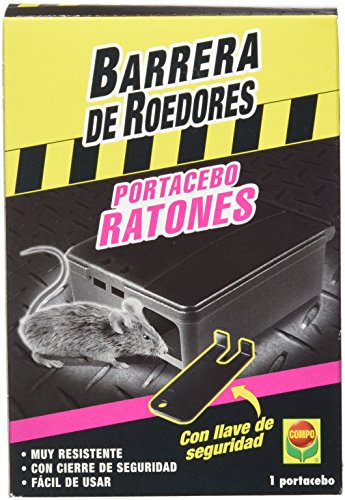 Compo Repelente Barrera Caja portacebos para Ratones, para Colocar cebos para roedores, Plástico, Negro, 13x5x9 cm