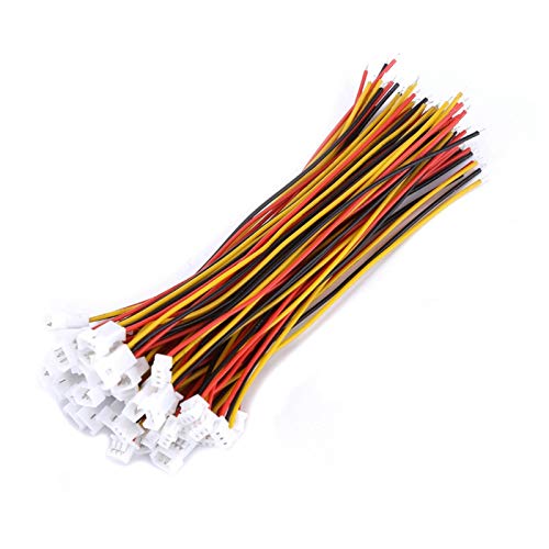 Conector JST - 20 Juegos/Paquete Micro JST 1.25MM Conector Macho y Hembra de 2 Pines/3 Pines Enchufe con Cables Cables(Red +Black+Yellow(3 Pin))