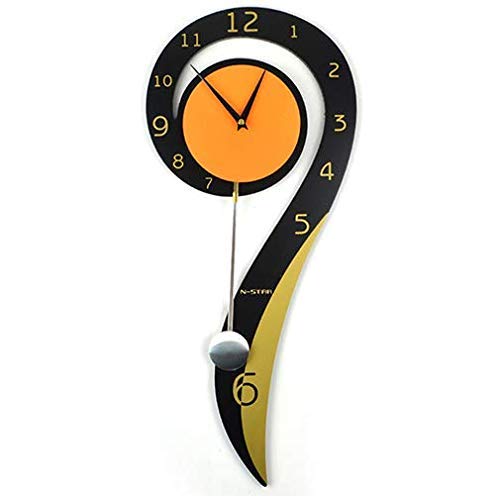 Decorativos modernos Reloj De Pared Péndulo - De pilas Silencioso no tictac Grande con estilo Reloj de pared de madera maciza Dormitorio de la sala de estar Oficina de cocina Reloj de pared columpio