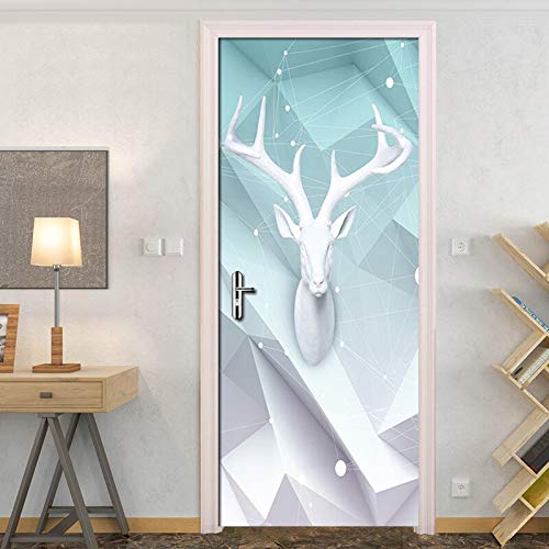 DFKJ Nórdico Minimalista Moderno salón Dormitorio Puerta Pegatinas 3D Foto Papel Tapiz Impermeable Puerta de baño Mural Autoadhesivo A1 77x200cm