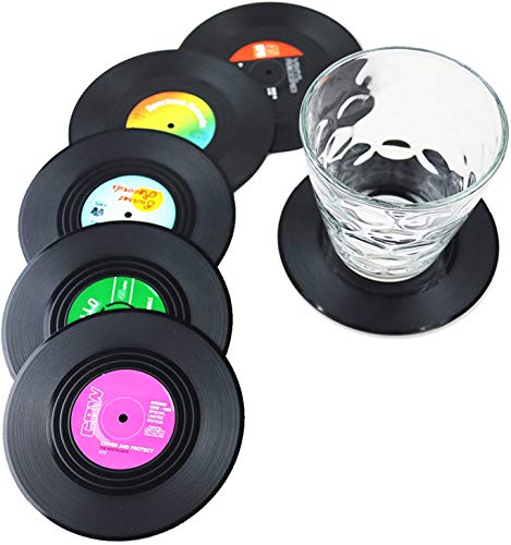 Dr.JIEER - Posavasos para CD (6 unidades), color negro