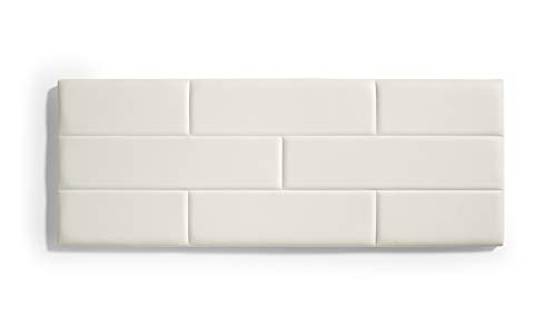 ECCOX - Cabecero para Cama de 150 Muro Ladrillos de Polipiel 152 x 57 x 5 cm Acolchado de Espuma y Refuerzo Trasero Color Blanco