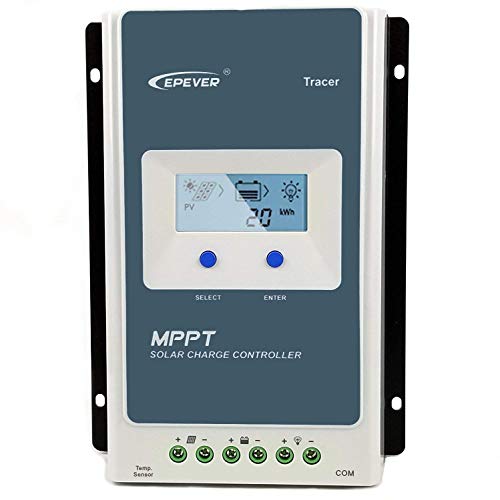 EPEVER Tracer 3210 AN MPPT - Regulador de carga solar (30 A, 12 V/24 V CC, identificación automática con pantalla LCD, retroiluminación, negativo), 3210 AN