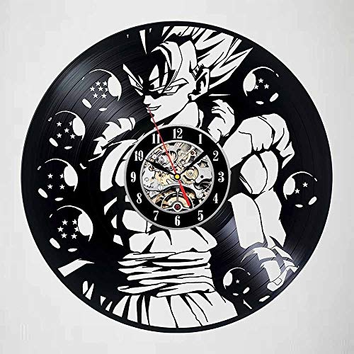 Fantasy Dragon Ball Z Goku Reloj de Pared de Vinilo LP Record Decoración para el hogar Arte Hecho a Mano Personalidad Regalo