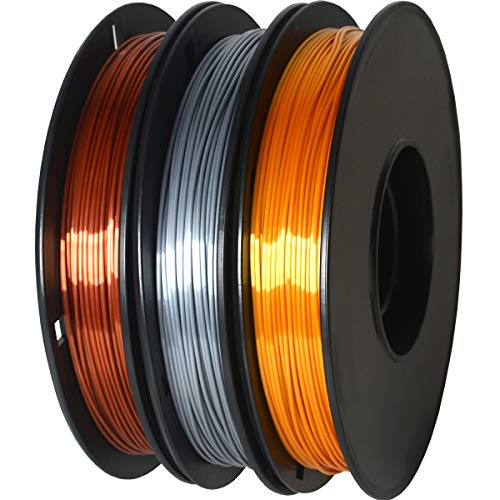 GIANTARM - Filamento de PLA de 1,75 mm para impresora 3D, 0,5 kg por bobina, 3 bobinas (color oro, plata y cobre)