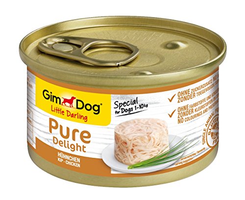 GimDog Pure Delight, pollo - Snack para perros rico en proteínas, con carne tierna en deliciosa gelatina - 12 latas (12 x 85 g)