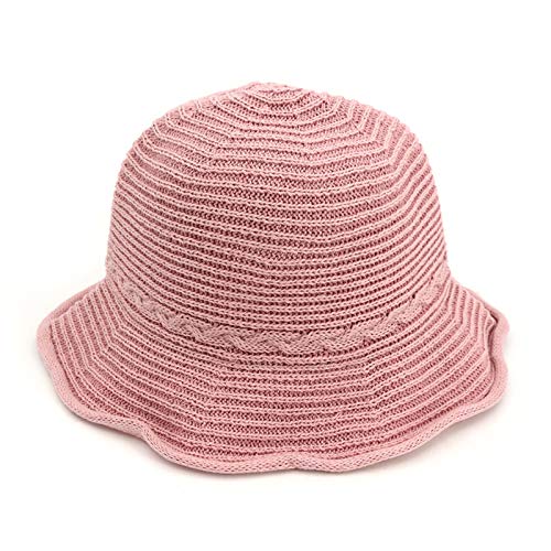 GQFGYYL-QD Sombrero para el Sol para Mujer, Gorra de Pescador con Protección UV Plegable con Textura única, para Gorra de Cubo para Exteriores/Viajes/Playa,Rosado,M