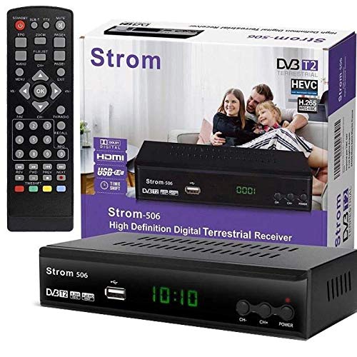 hd-line Strom 506 DVBT-2 - Receptor Digital DVBT/T2 Compatible con Home Cinema – (HDMI 2.0, euroconector, USB 2.0, Full HD 1080P), HEVC/H.265 – H.264 / MPEG2 – MPEG4, instalación automática, Negro