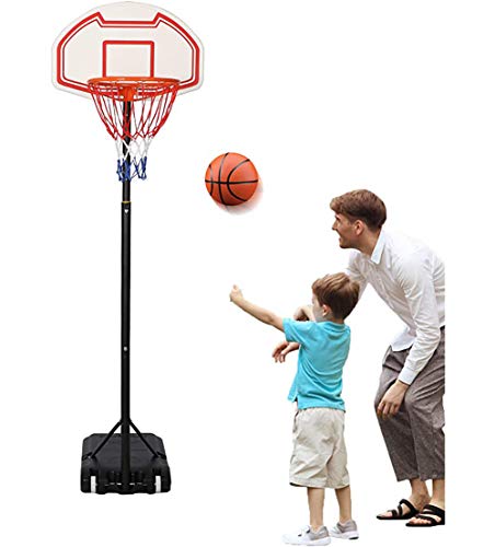 Hmcozy Aro de Baloncesto portátil w/Wheels, Soporte del Baloncesto de Altura Ajustable para niños al Aire Libre de Interior, Sistema de Baloncesto