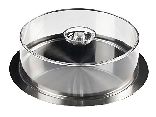 INOXIBAR Bandeja de Catering Circular con Tapa Transparente, 35 cm, Metal, Inoxidable, Centimeters
