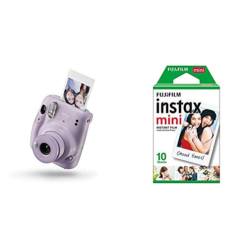 Instax Mini 11 - Cámara instantánea, Liliac Purple + Fujifilm Instax Mini Brillo Película fotográfica instantánea (10 Hojas)