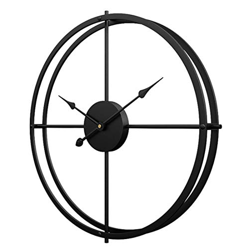 Jo332Bertram Reloj de Pared Grande, XXL Estilo Vintage Reloj de Pared de Hierro 60cm Reloj de Pared Silencioso para Hogar Decoración - Negro