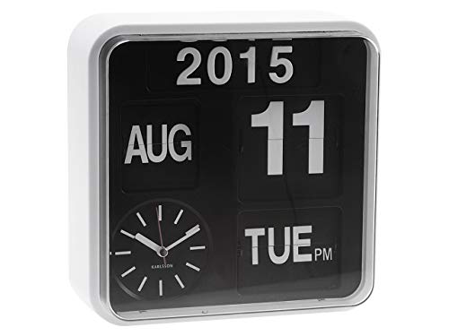 Karlsson - Reloj de Paletas de Pared Pequeño con Función de Calendario, Blanco