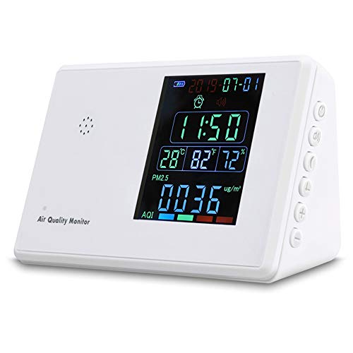 KKmoon Detector de formaldehído digital Hygrothermograph Reloj despertador Probador portátil Medidor de calidad de aire de dióxido de carbono Analizador de gases
