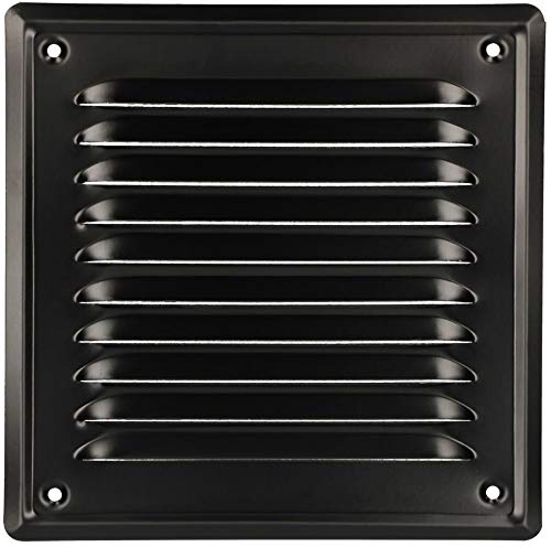 KOTARBAU® Rejilla de ventilación de 165 x 165 mm, con tornillos, barnizada, color negro, protección contra insectos, resistente a la corrosión