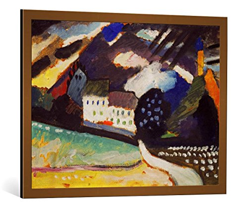 Kunst für Alle Cuadro con Marco: Wassily Kandinsky Murnau Schloss und Kirche II Ca - Impresión artística Decorativa con Marco, 90x65 cm, Cobre Cepillado