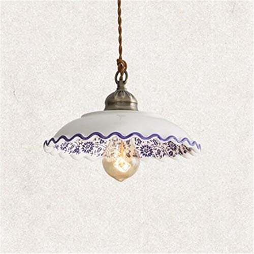 Lámpara de porcelana azul y blanca de estilo de Lampchinese junto a la cama para restaurante Tienda de ropa Luces de techo de dormitorio 110~240V (Color: Estilo C)