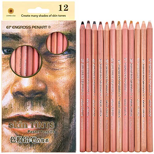 Lápiz de color pastel suave profesional, lápices para el maquillaje, lápices de colores para adultos – Set retrato 12 piezas