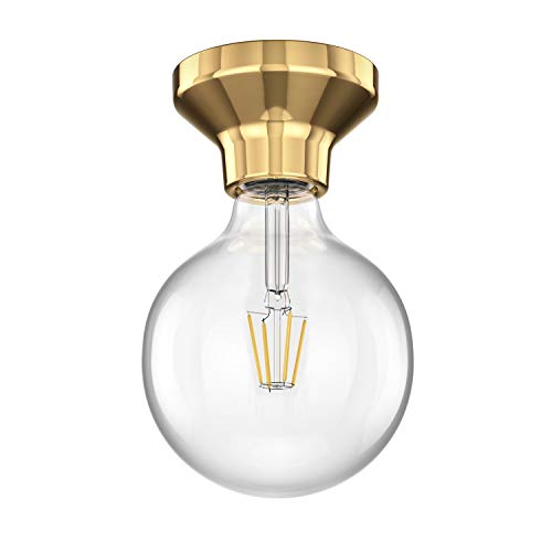 ledscom.de Lámpara de techo LED ELEKTRA bola de porcelana dorada incl. lámpara E27 G125 blanco cálido 800lm