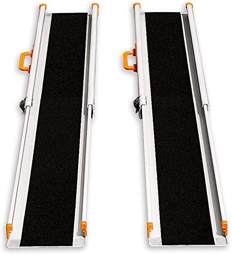 LIEKUMM Rampa telescópica ajustable y antideslizante de aluminio portátil para escaleras y obstáculos (MR207N-7) (210 x 21 x 5 cm)