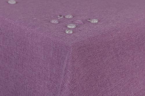 Mantel de aspecto de lino, efecto loto, lavable, con borde recto, 220 cm, redondo, color lila
