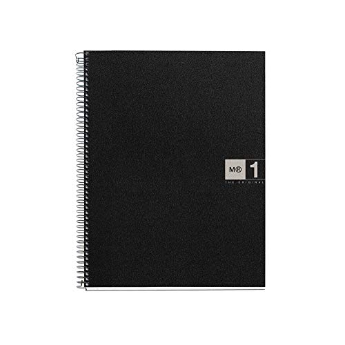 Miquelrius - Cuaderno A4, 80 hojas (franja de un color), cuadrícula 5 mm, tapa de polipropileno color negro/gris