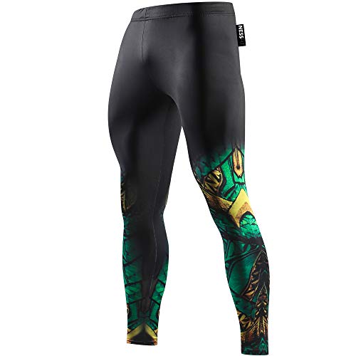 Nessfit - Mallas de compresión para hombre, largas, térmicas, diseño de superhéroe, para correr o hacer fitness Aquaman Verde - Pantalones M