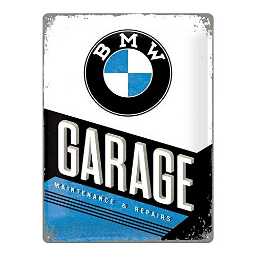 Nostalgic-Art BMW Garage Placa Decorativa, Metal, Multicolor, 30 x 40 cm