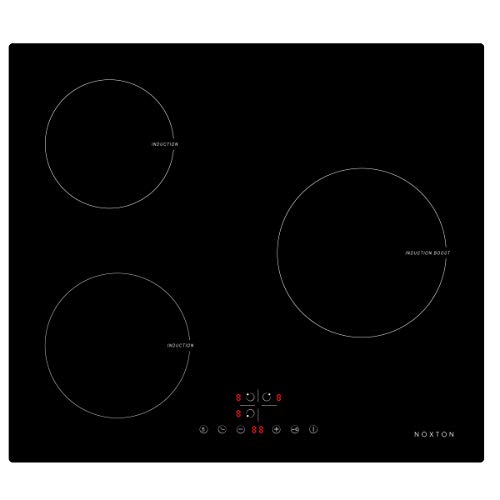 Noxton - Placa de cocción de inducción para cocina de cocina (3 fuegos de cristal, con sensor táctil), color negro