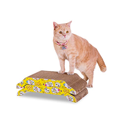 PETTOM 2PCS Rascador de cartón para Gatos Rascador de Gato para Cama y sofá Gatera Disponible en Ambos Lados Guarda Tus Muebles